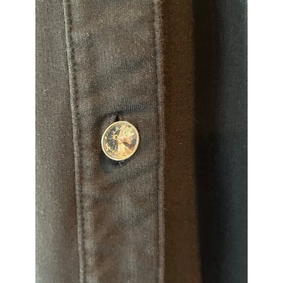 Christine Alexander Black Button-Up Hoodie W/ Rhinestone Accents & Pockets L - Picture 7 of 9